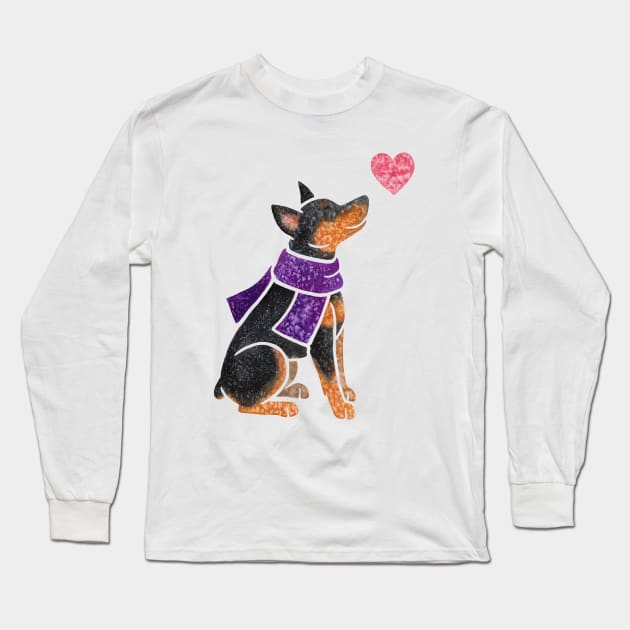 Watercolour Miniature Pinscher Long Sleeve T-Shirt by animalartbyjess